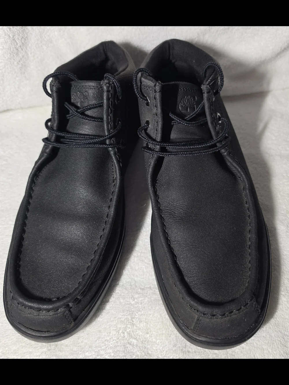 Timberland Black Leather Moc Toe Chukka Boots